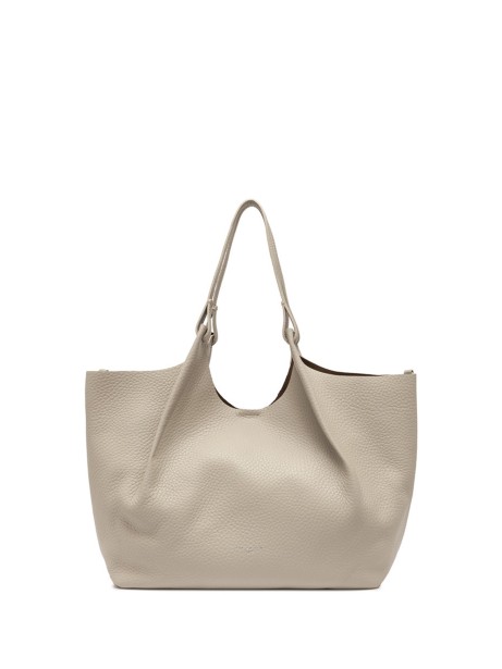 Borsa Dua in pelle martellata beige