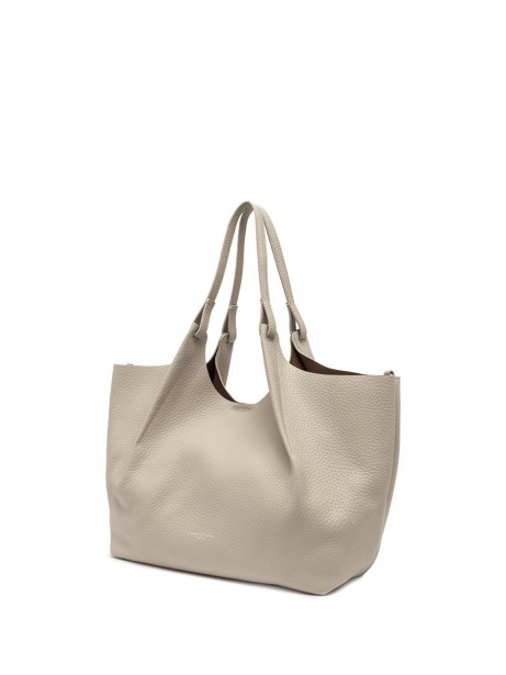 Borsa Dua in pelle martellata beige