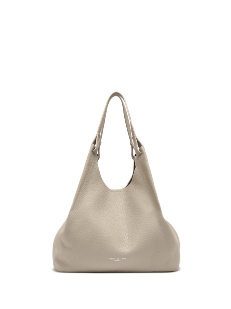 Borsa Dua in pelle martellata beige