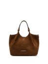Borsa Dua in pelle scamosciata marrone
