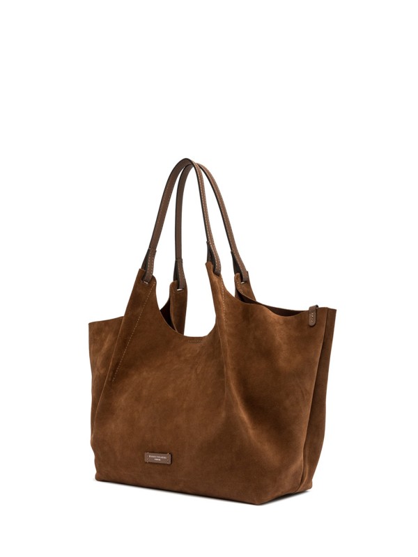 Dua Borsa in pelle scamosciata marrone