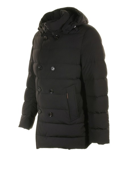 Black quilted down jacket with hood 2