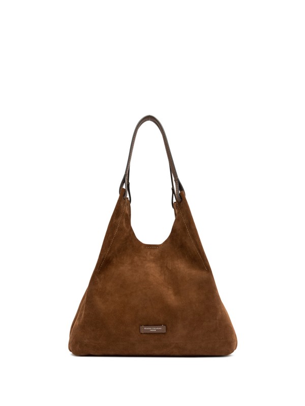 Dua Borsa in pelle scamosciata marrone