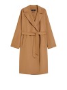 Cappotto marrone con cintura in pura lana