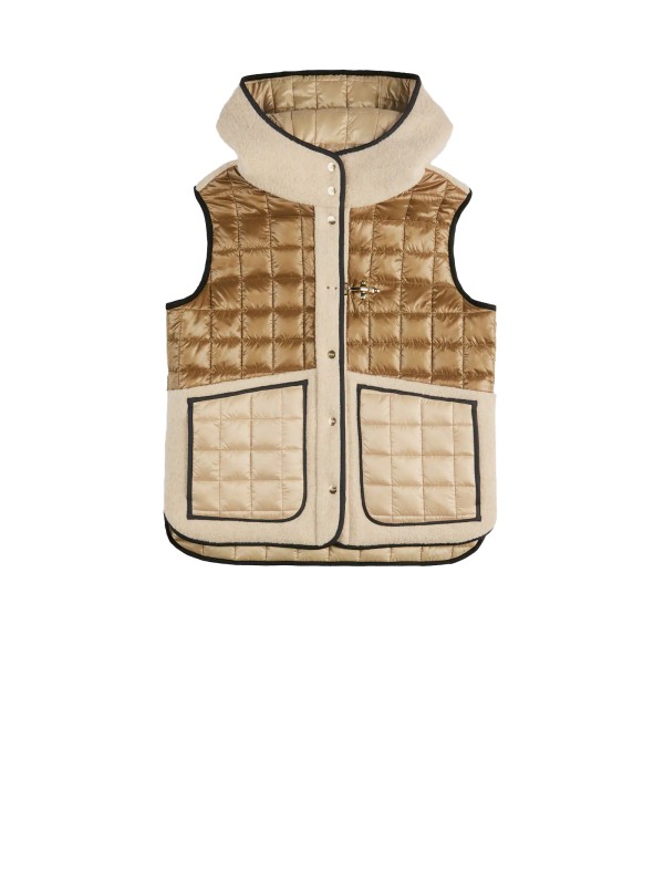 Gilet beige uomo trapuntato mix teddy