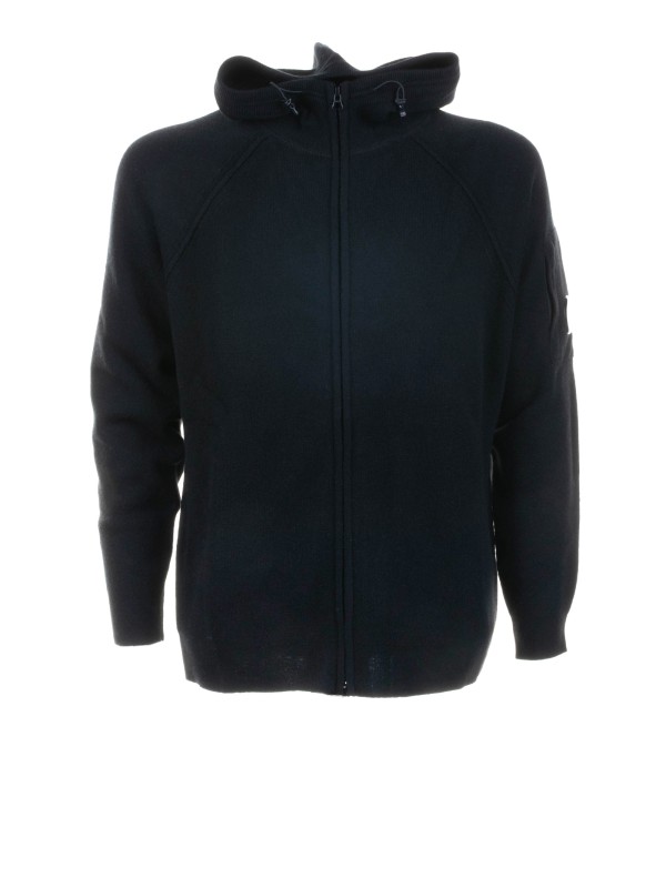 Felpa con cappuccio e cerniera nera