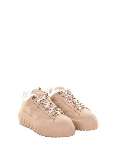 Sneakers in pelle scamosciata rosa