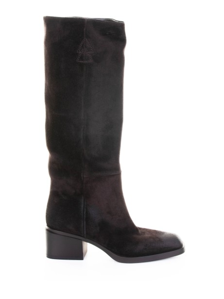 Stivale ebano in suede con zip