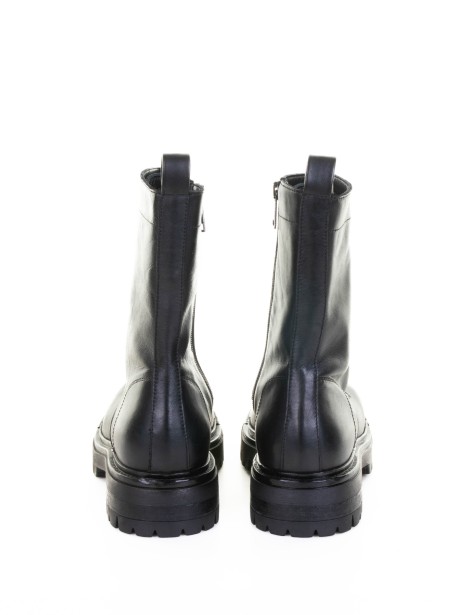 Black Leather Biker Boot with Laces