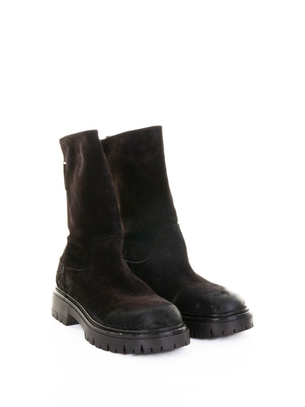 Stivaletto in suede ebano con zip