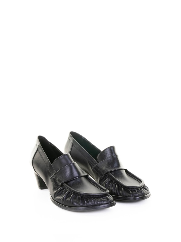 Ebony Leather Heeled Moccasin