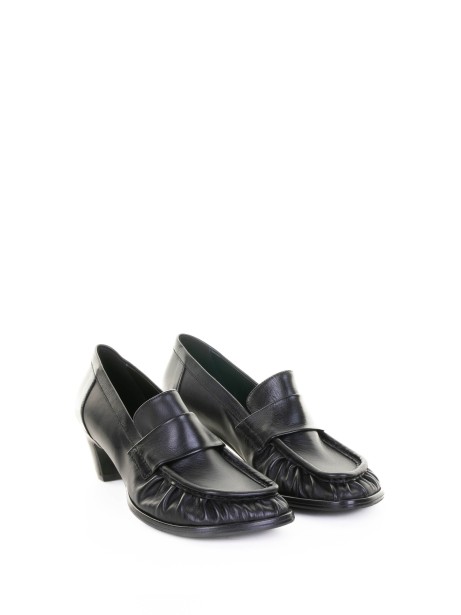Ebony Leather Heeled Moccasin