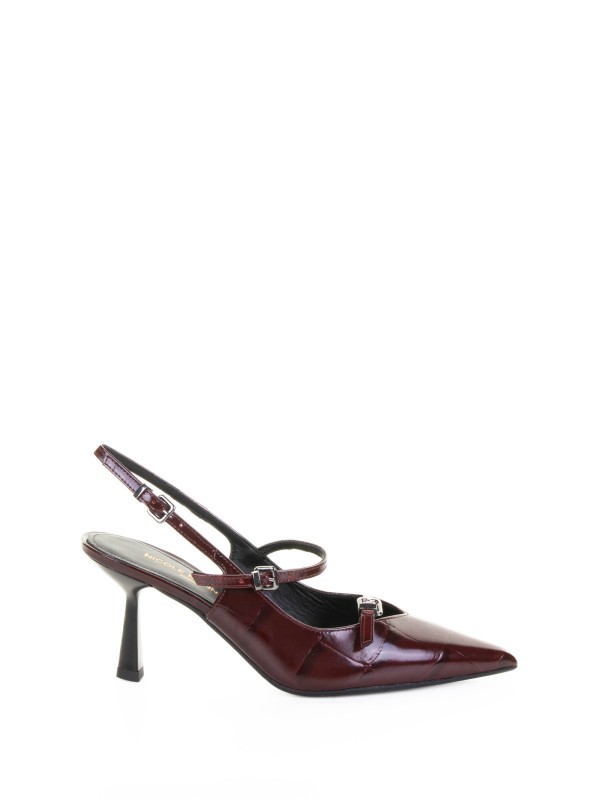 Décolleté slingback stampa cocco bordeaux
