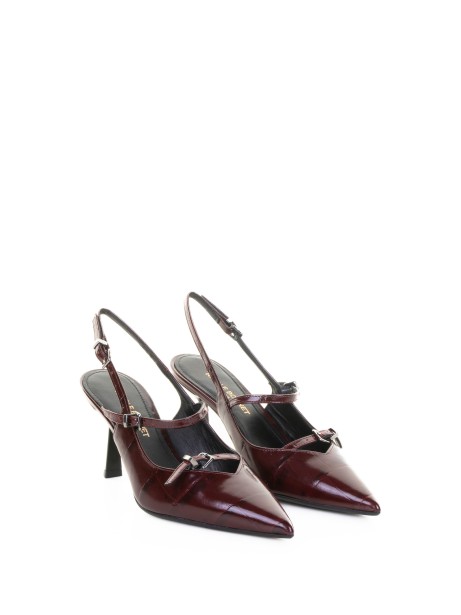 Décolleté slingback stampa cocco bordeaux