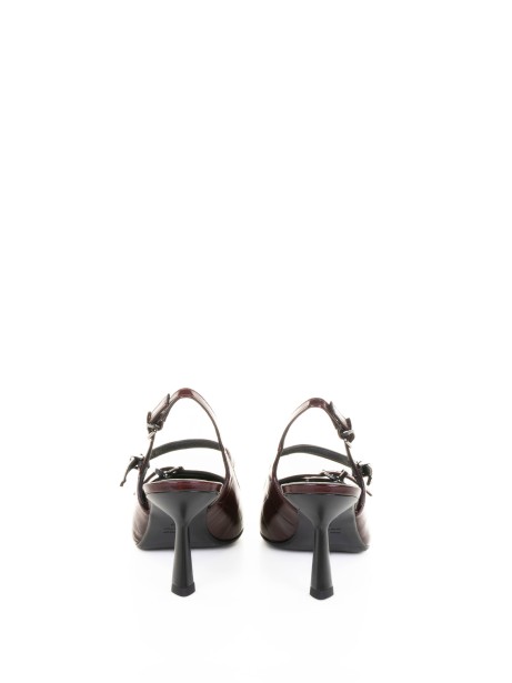 Décolleté slingback stampa cocco bordeaux