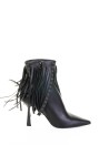 Black Nappa Leather Ankle Boot with Fringes