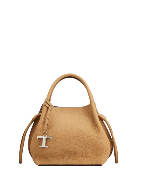 Secchiello beige in pelle