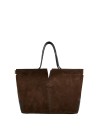 Borsa marrone in pelle scamosciata