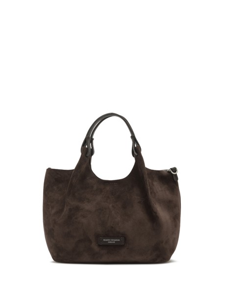 Borsa Dua marrone in pelle scamosciata