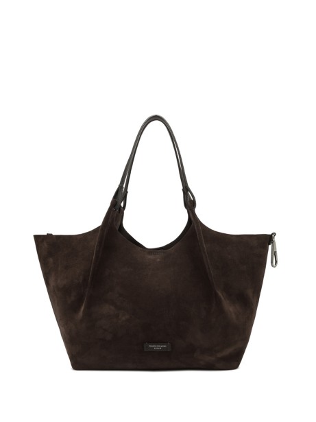 Borsa marrone in pelle scamosciata