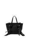 Borsa nera in pelle con frange