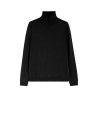 Maglia nera dolcevita in seta e lana<BR/>