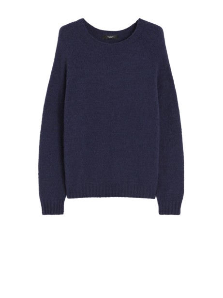 Maglia blu in filato di alpaca e cotone