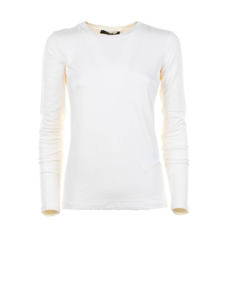 T-shirt in jersey di viscosa stretch con girocollo