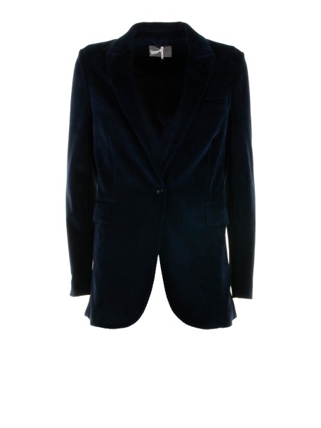 Giacca donna monopetto navy in velluto
