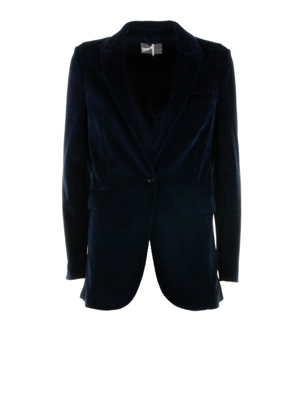 Giacca donna monopetto navy in velluto Giacca donna monopetto navy in velluto