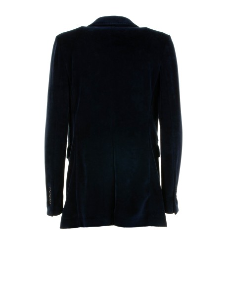 Giacca donna monopetto navy in velluto 2