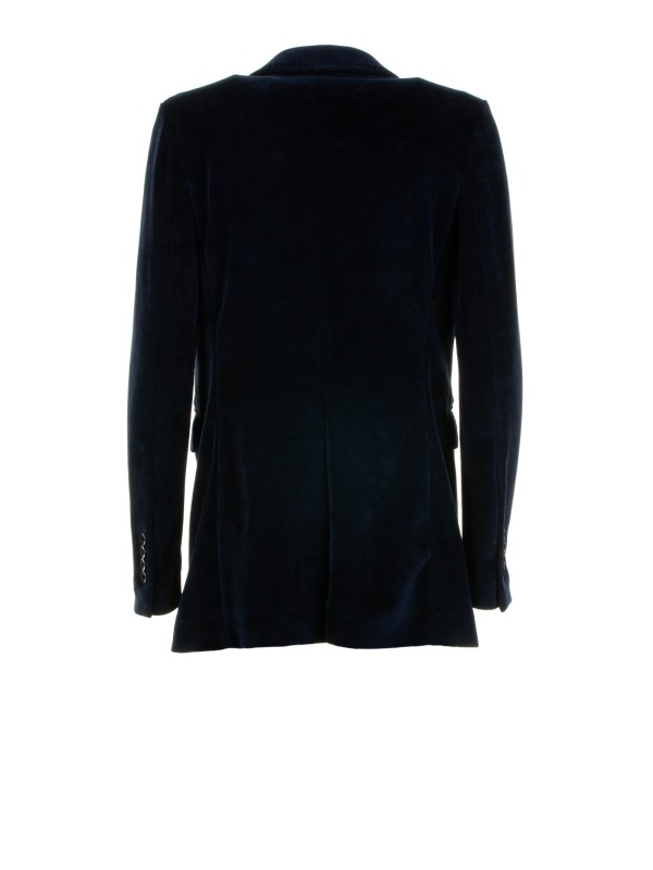 Giacca donna monopetto navy in velluto