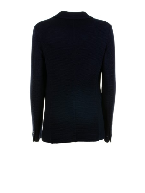 Women's Single-Breasted Navy Honeycomb Jacket