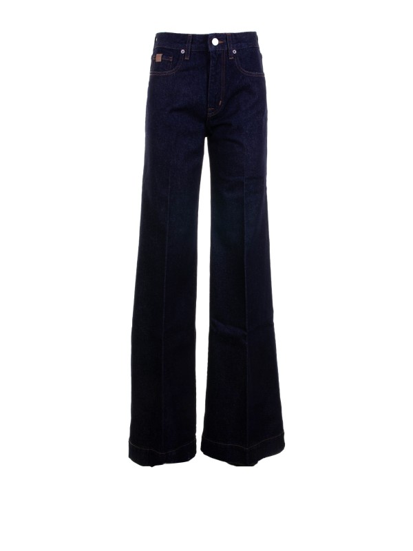 Pantalone donna a palazzo dark navy a vita alta Pantalone donna a palazzo dark navy a vita alta