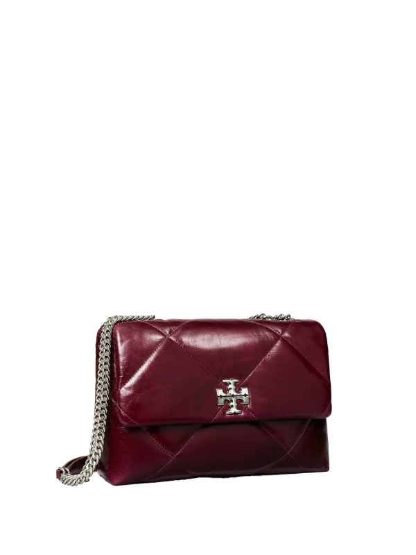 Borsa kira Diamond Quilt rossa in pelle