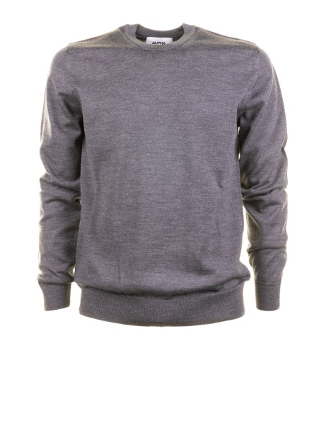 Maglia girocollo grigio scuro in lana merinos