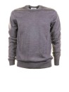 Maglia girocollo grigio scuro in lana merinos