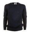 Maglia girocollo blu navy in lana merinos