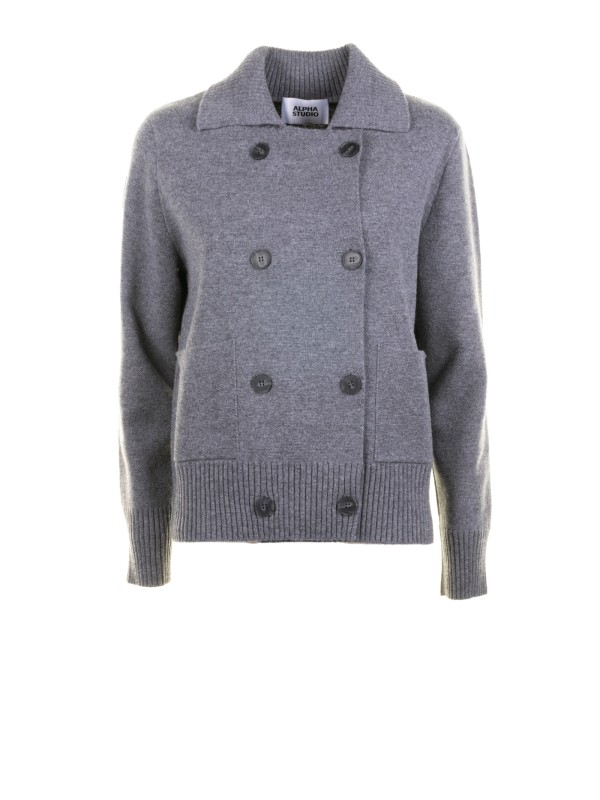 Giacca a manica lunga doppiopetto grigio Giacca a manica lunga doppiopetto grigio