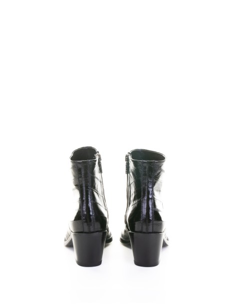 Black Leather Texan Ankle Boot