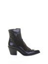 Black Texan Ankle Boot in Swallowtail Pattern Leather