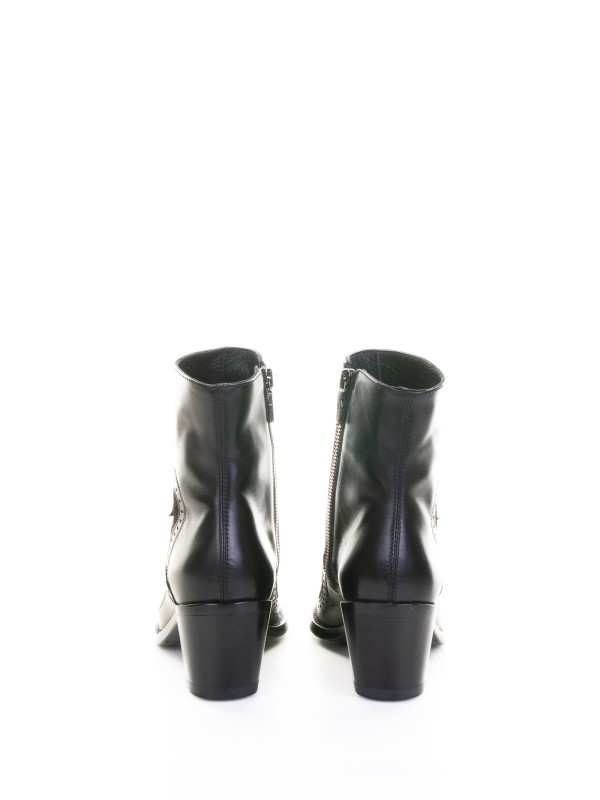 Stivaletto texano nero in pelle motivo coda di rondine