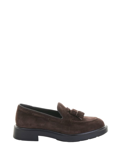 Mocassino donna cacao in suede con nappine