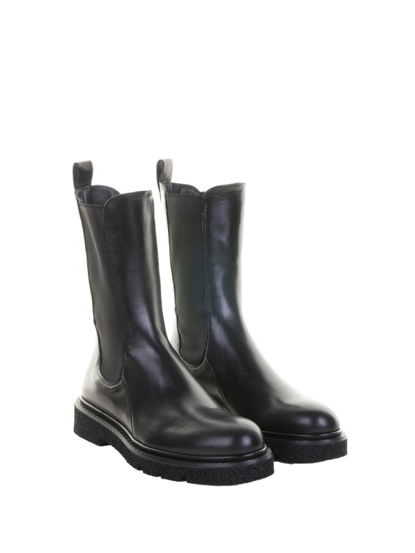 Black Leather Beatles for Women