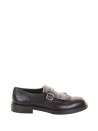 Mocassino marrone in pelle con frangia e fibbia