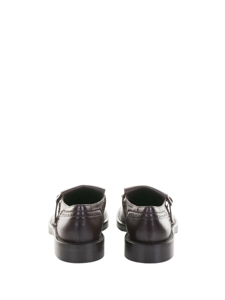 Brown Leather Moccasin with Fringe and Buckle