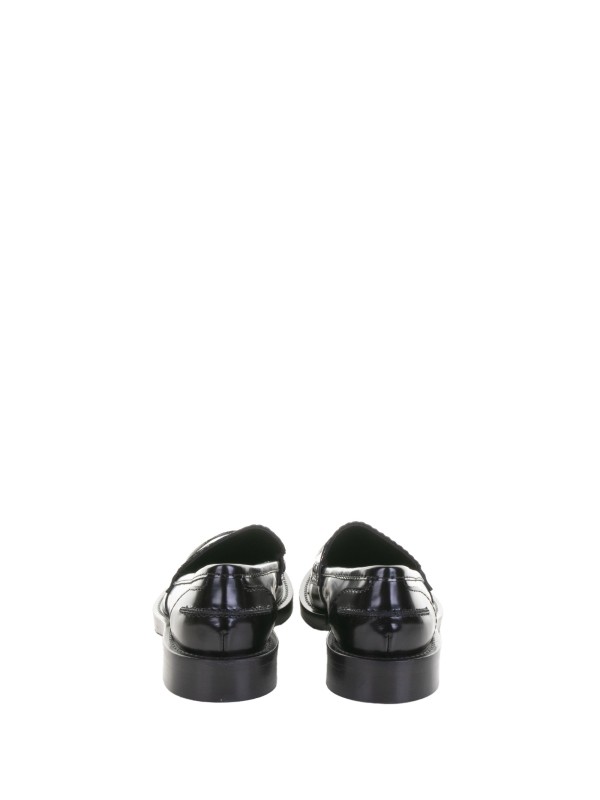 Black leather moccasin with leather sole