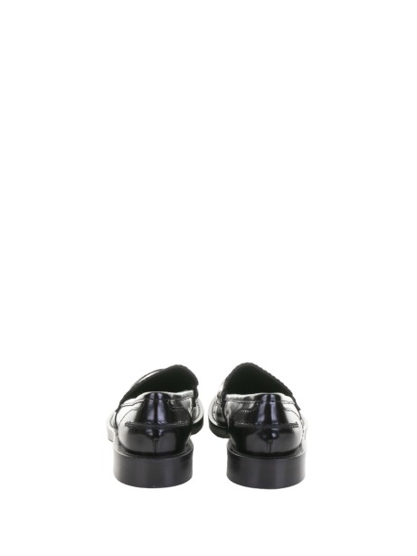 Black leather moccasin with leather sole