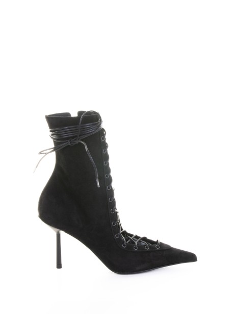 Stivaletto Colette con stringhe nero in velluto