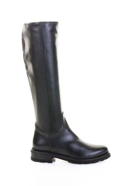 Black Knee-High Boot in Black Nappa Leather